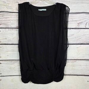 Maurices Black Mesh Ruched Sleeveless Top M